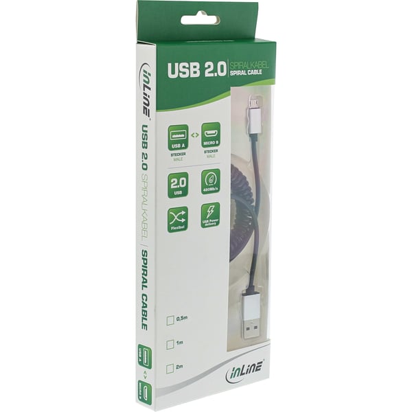 InLine 31730R USB-kabel USB 2.0 3 m Micro-USB B USB A 0,48 Gbit/sek. Sort