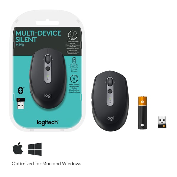 Logitech M590 Multi-Device Silent hiiri Office Oikeakätinen RF Wireless + Bluetooth Optinen 1000 DPI