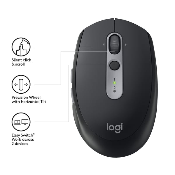 Logitech M590 Multi-Device Silent hiiri Office Oikeakätinen RF Wireless + Bluetooth Optinen 1000 DPI