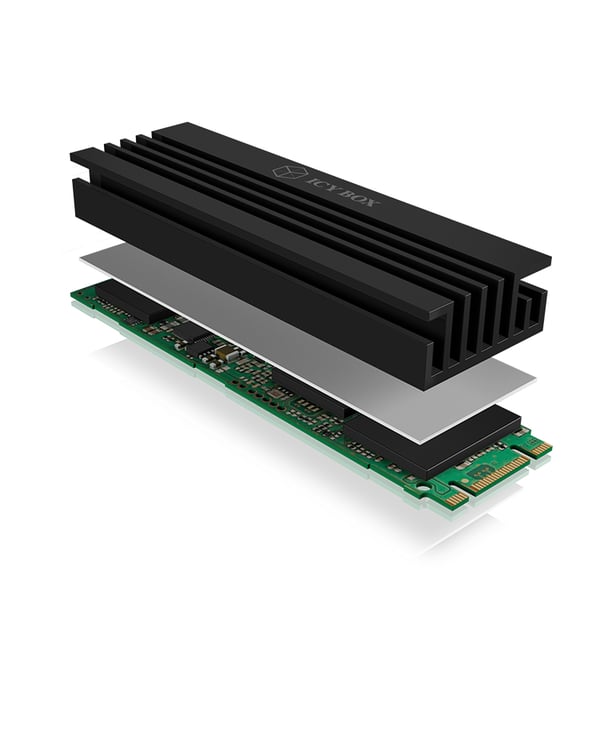 ICY BOX IB-M2HS-70 SSD-asema Jäähdytyslevy/jäähdytin Musta 1 kpl