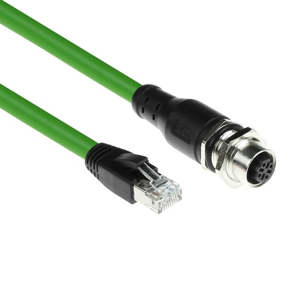 ACT Industrial 3.00 meter Sensorkabel M12D 4-polet hun chassis til RJ45 han, Superflex Xtreme TPE kabel, skærmet (SC4534)