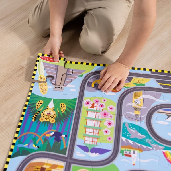 Melissa & Doug Race Around the World Tracks Puslespil 48 stk Kort