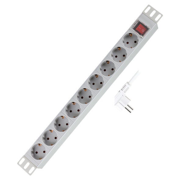 LogiLink PDU9C04 overspændingsbeskytter Lys grå 9 AC stikkontakt(er) 230 V 2 m
