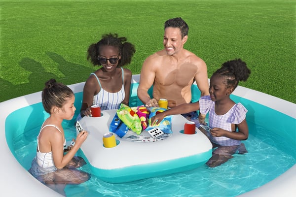 Bestway 54446 ovan mark-svimmingpooler Uppblåsbar pool Fyrkantig Blå, Vit