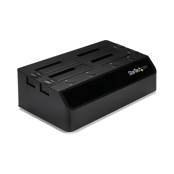 StarTech.com USB 3.0 till SATA 6 Gbps dockningsstation med 4 fack, UASP & dubbla fläktar för SATA-hårddiskar - 2,5/3,5 tums SSD/HDD dockningsstation