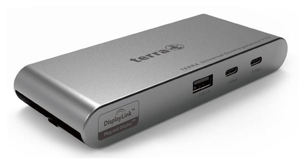 TERRA 1480459 dockningsstationer för bärbara datorer Kabel USB 3.2 Gen 2 (3.1 Gen 2) Type-C Ljusgrå, Mörkgrå