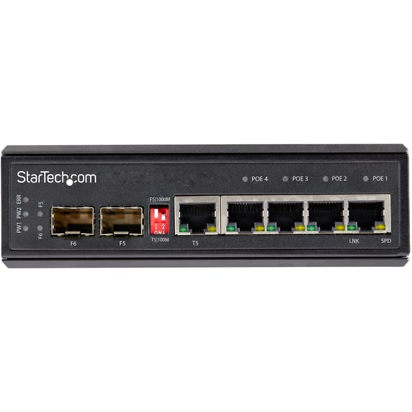 StarTech.com IES1G52UP12V netværksswitch Ikke administreret Gigabit Ethernet (10/100/1000) Strøm over Ethernet (PoE) Sort