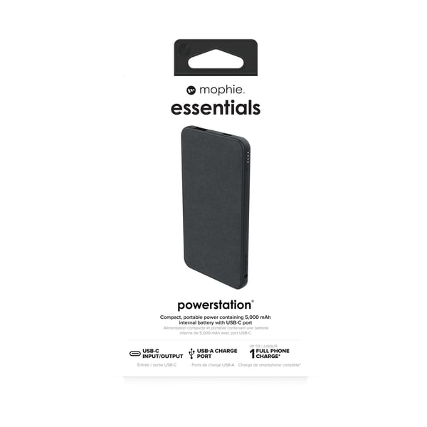 mophie essentials powerstation 5K 5000 mAh Sort
