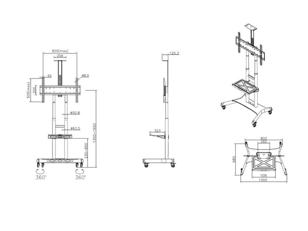 Multibrackets 4627 TV-kiinnike 2,03 m (80") Musta