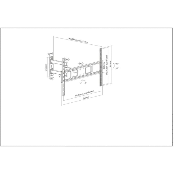 Manhattan 461337 skærmbeslag og -stativer 177,8 cm (70") Væg Sort