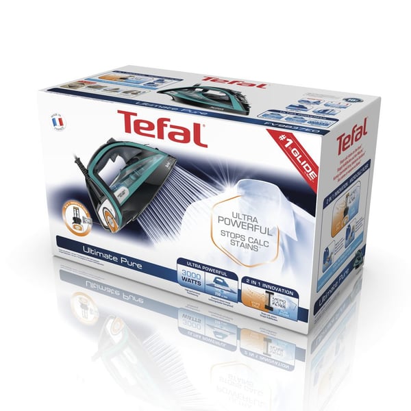 Tefal Ultimate Pure FV9844 Torr & Ångstrykjärn Stryksula Durilium Autoclean 3200 W Svart, Blå