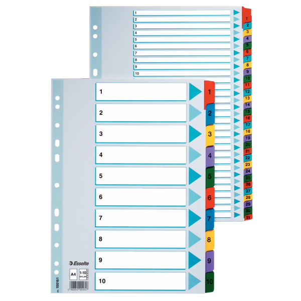 Esselte Register karton Mylar faner A4 Esselte Register karton Mylar faner A4