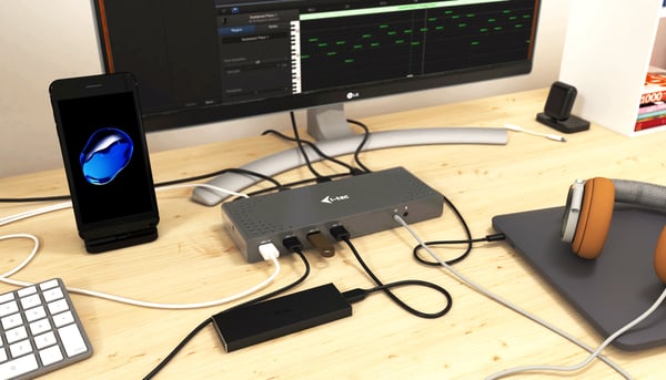 i-tec CADUAL4KDOCK kannettavien tietokoneiden telakka ja porttitoistin Langallinen USB 3.2 Gen 1 (3.1 Gen 1) Type-C Musta, Turkoosi