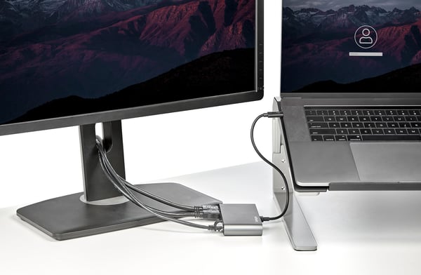 StarTech.com Thunderbolt Mini-dockningsstation för dubbla bildskärmar, 4K 60 Hz HDMI, drivrutinsfri hubb för Windows och Mac, Gigabit Ethernet, 1x USB-A (5 Gbps) & 1x USB 2.0, 28 cm kabel