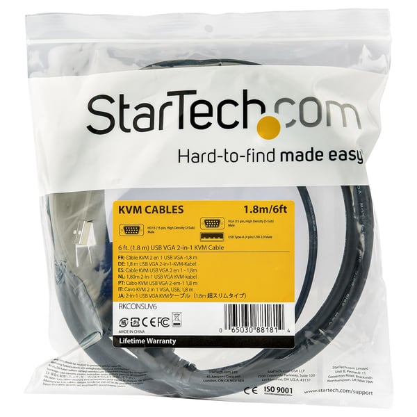 StarTech.com 3 m USB KVM-kabel til StarTech.com Rackmonteringskonsoller - VGA og USB KVM-konsol