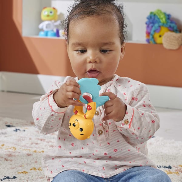 Fisher-Price Babylegetøj med dyretema, rangle, bidering og skralde, legetøj til nyfødte