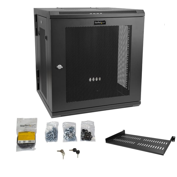 StarTech.com 12U väggmonterat serverrackskåp - 20 tum (50,08 cm) djupt skåp - med gångjärnsupphängning