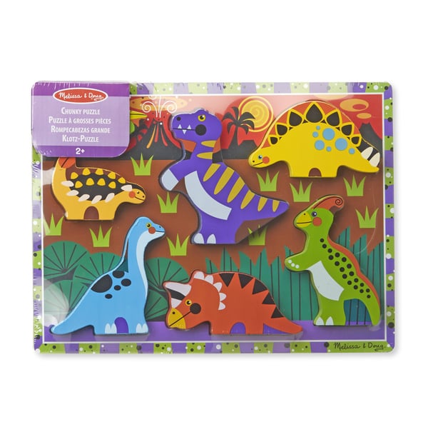 Melissa & Doug Wooden Chunky Puzzle - Dinosaurs Formpussel 7 styck Dinosaurier