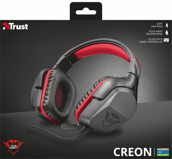 Trust GXT 344 CREON Headset Kabel Huvudband Spela Svart, Röd