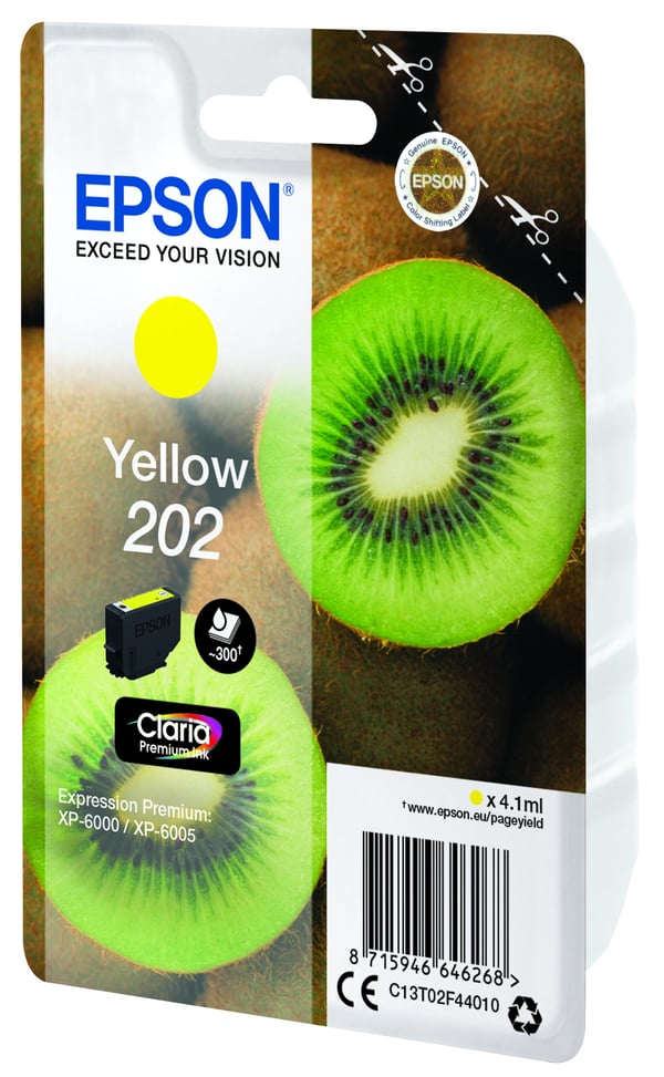 Epson 202 Blæk Kiwi Single, Standard, gul