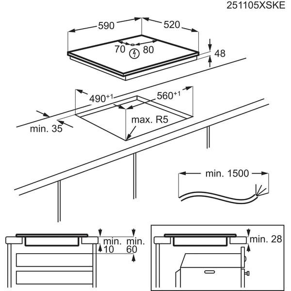 Electrolux KIB60424CK Sort Indbygget 60 cm Zone induktionskogeplade 4 zone(s)