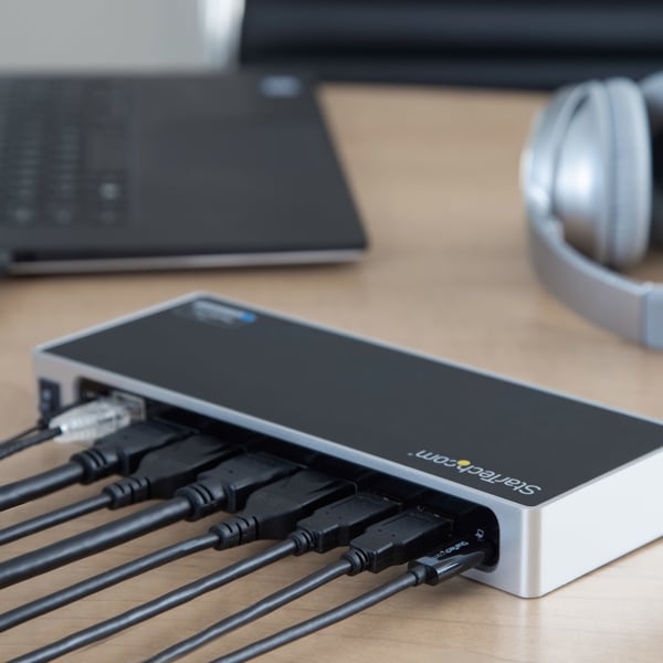StarTech.com DK30A2DH kannettavien tietokoneiden telakka ja porttitoistin Langallinen USB 3.2 Gen 1 (3.1 Gen 1) Type-C Musta, Hopea