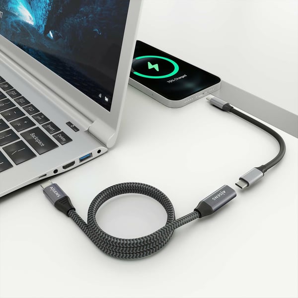 AISENS A107-0636 USB-kaapeli USB 3.2 Gen 2x2 2 m USB C 20 Gbit/s 100 W Harmaa