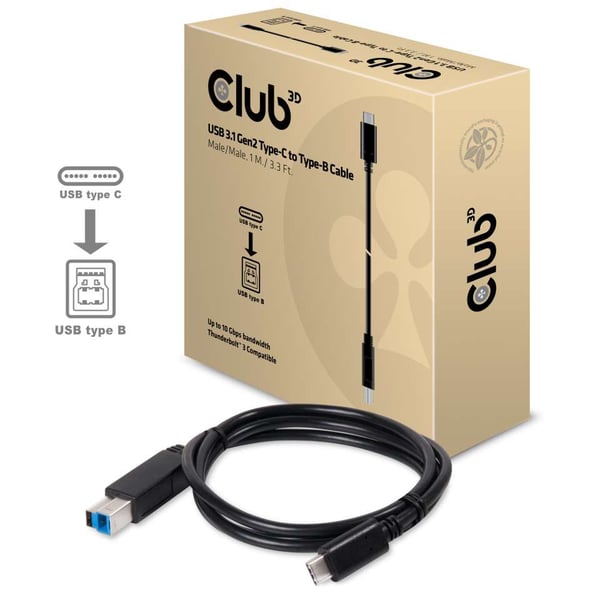 Club 3D USB-kaapeli - USB-C (M) - USB Type B (M)