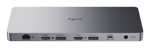 Cudy CS700 kannettavien tietokoneiden telakka ja porttitoistin Telakointi USB 3.2 Gen 2 (3.1 Gen 2) Type-C Harmaa, Hopea