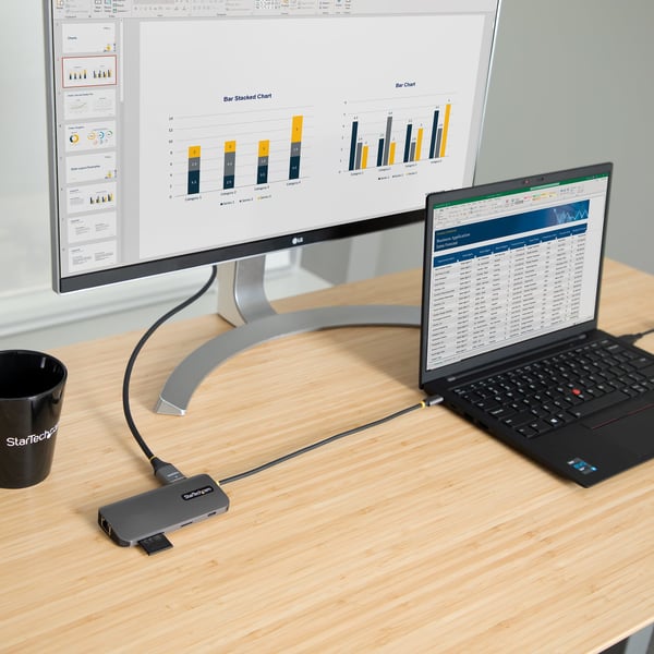 StarTech.com USB C -moniporttisovitin, 4K 60 Hz HDMI -liitäntä, 5 Gbit/s USB-A-keskitin, USB C - HDMI, 100