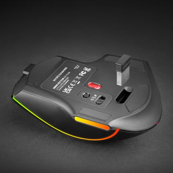 Mars Gaming MMWVECTOR hiiri Pelaaminen Oikeakätinen RF Wireless + Bluetooth + USB Type-A Optinen 12000 DPI