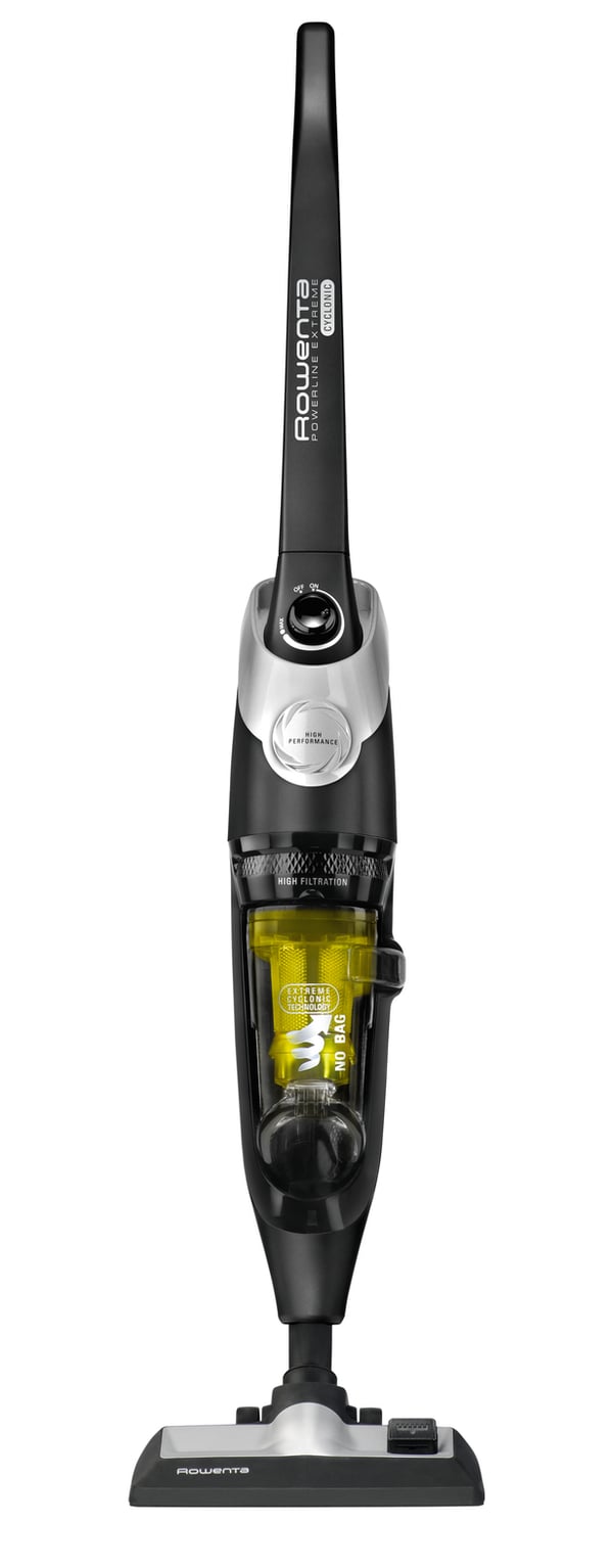 Rowenta RH8155WA stav støvsuger & elektrisk kost Stick vakuum Vekselstrøm Dry Cyclonisk Poseløs 0,9 L 750 W Sort, Sølv, Gul