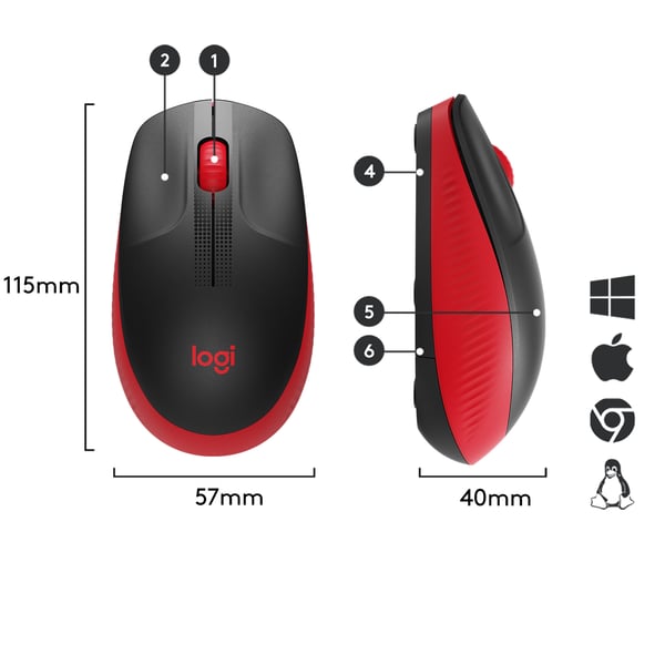 Logitech M190 - Mus - optisk - 3 knapper - trådløs - trådløs modtager (USB)