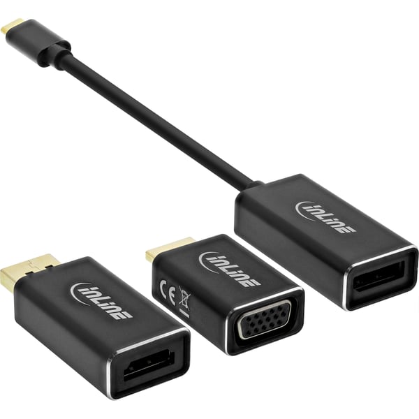InLine 64109B videokabeladapter 0,1 m Svart