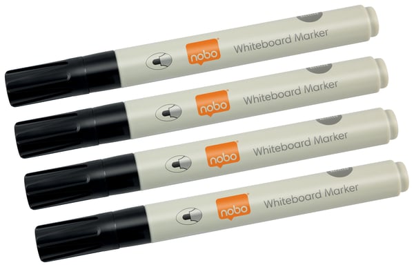 Nobo Whiteboard markere, rund spids - 4 stk