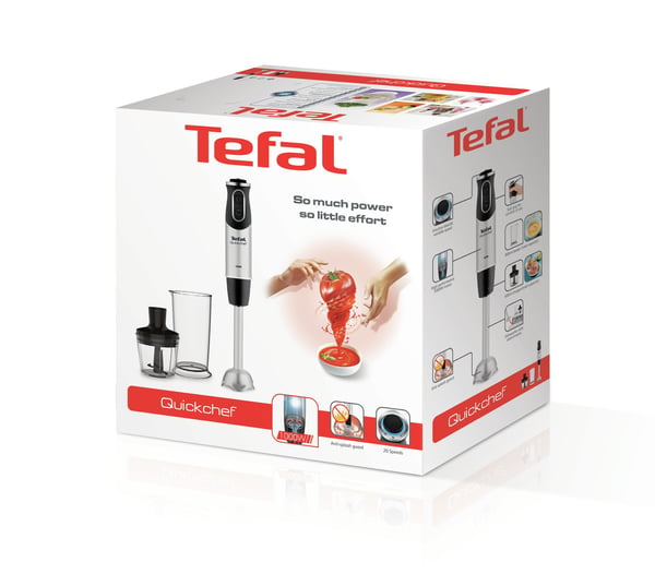 Tefal HB6598 blender 0,8 L Nedsænkning blender 1000 W Sort, Rustfrit stål