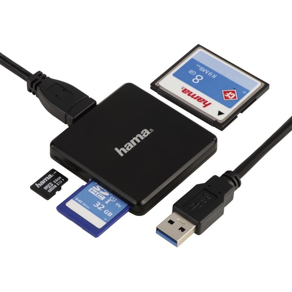 Hama 00124156 kortinlukija USB 3.2 Gen 1 (3.1 Gen 1) Type-A Musta