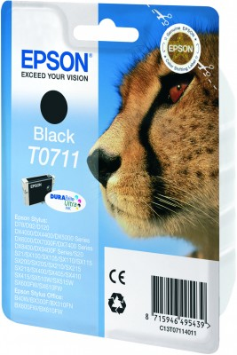 Epson Cheetah Enkeltpakke, sort T0711 DURABrite Ultra Ink