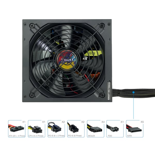 TooQ TQAPOLO-750SP strömförsörjningsenheter 750 W 20+4 pin ATX ATX Svart
