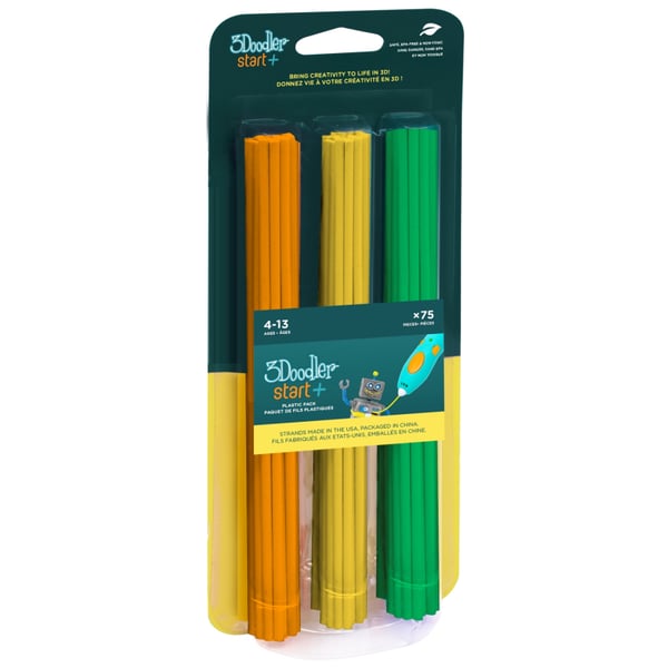 3Doodler Start 3DS-ECO-MIX2-75 3D print materiale Komposterbar plast Grøn, Orange, Gul 1 g