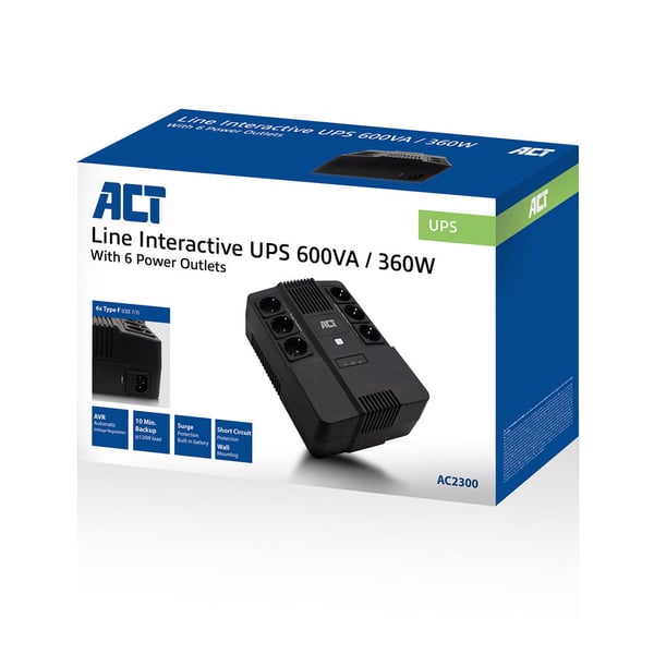 ACT AC2300 UPS-enhed Interaktivt indgangsstik 0,6 kVA 360 W