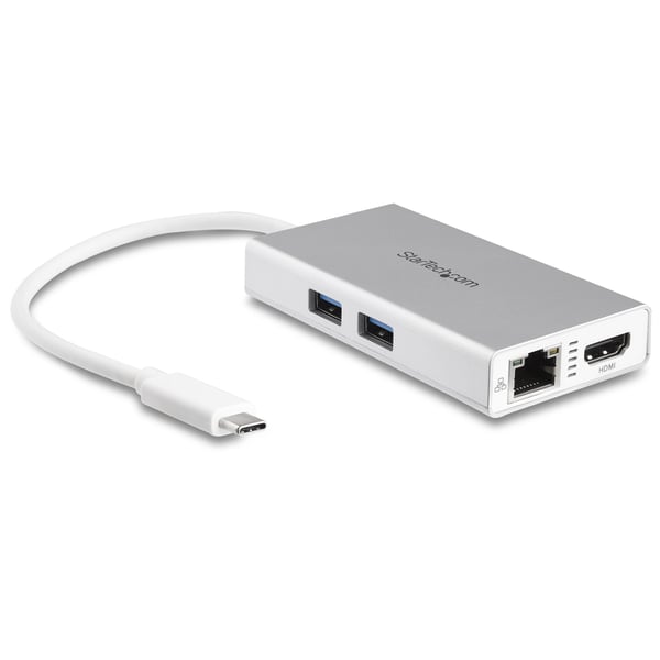 StarTech.com USB-C-multiportadapter för bärbara datorer - Power Delivery - 4K HDMI - GbE - USB 3.0 - silver &amp; vit