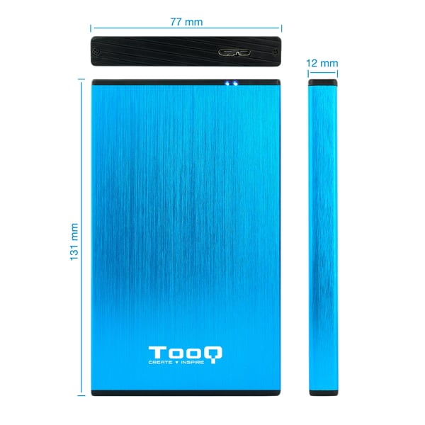 TooQ TQE-2527BL Hölje för lagringsenheter HDD-hölje Svart, Blå 2.5"