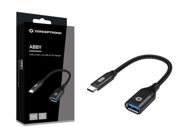 Conceptronic ABBY18B kabelomvandlare (hane/hona) USB-C USB-A Svart