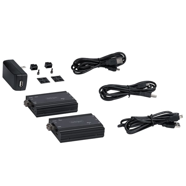 StarTech.com 4K HDMI KVM-förlängare över fiber - HDMI-video och USB-fjärrkontroll för KVM-omkopplare/-konsol - upp till 300 m (MultiMode) - 2x 10G MMF SFP+-moduler - KVM-förlängningssats (TX / RX)