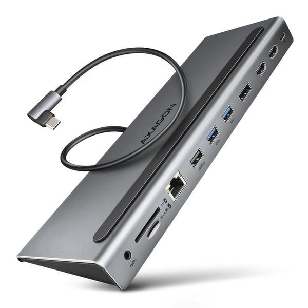 Axagon HMC-4KX3 dockningsstationer för bärbara datorer Kabel USB 3.2 Gen 1 (3.1 Gen 1) Type-C Grå