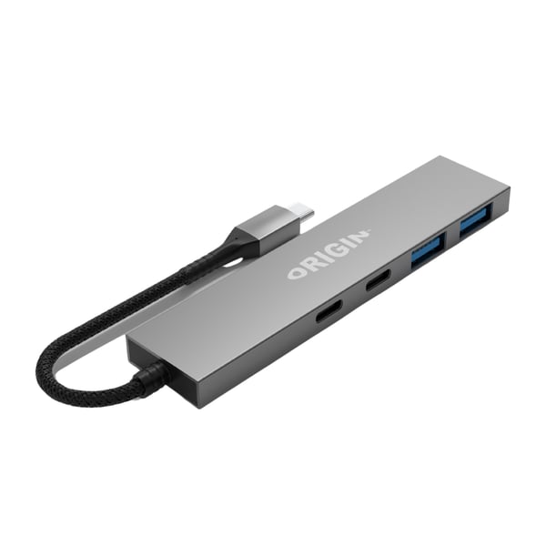 Origin Storage OS-HUB-USB3/C dockningsstationer för bärbara datorer Kabel USB 3.2 Gen 1 (3.1 Gen 1) Type-A + Type-C Grå