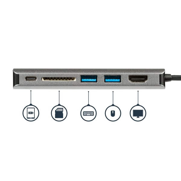 StarTech.com DKT30CSDHPD kannettavien tietokoneiden telakka ja porttitoistin Langallinen USB 3.2 Gen 1 (3.1 Gen 1) Type-C Musta, Harmaa