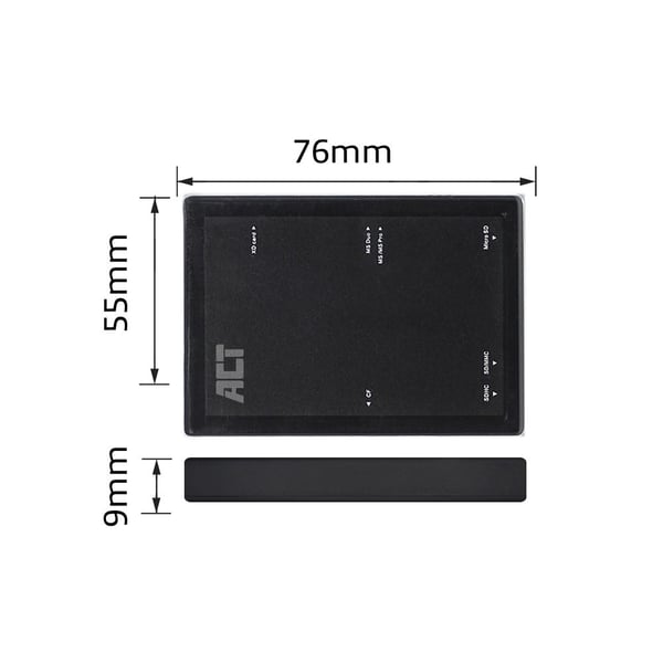 ACT AC6370 kortinlukija USB 3.2 Gen 1 (3.1 Gen 1) Type-A Musta