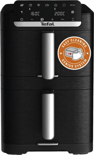 Tefal Easy Fry EY7568 Kaksois 10 L Erillinen 2700 W Kuumakiertoilmakypsennin Musta